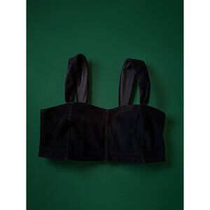 ALO Womens Black Corduroy Crop Top Size Medium